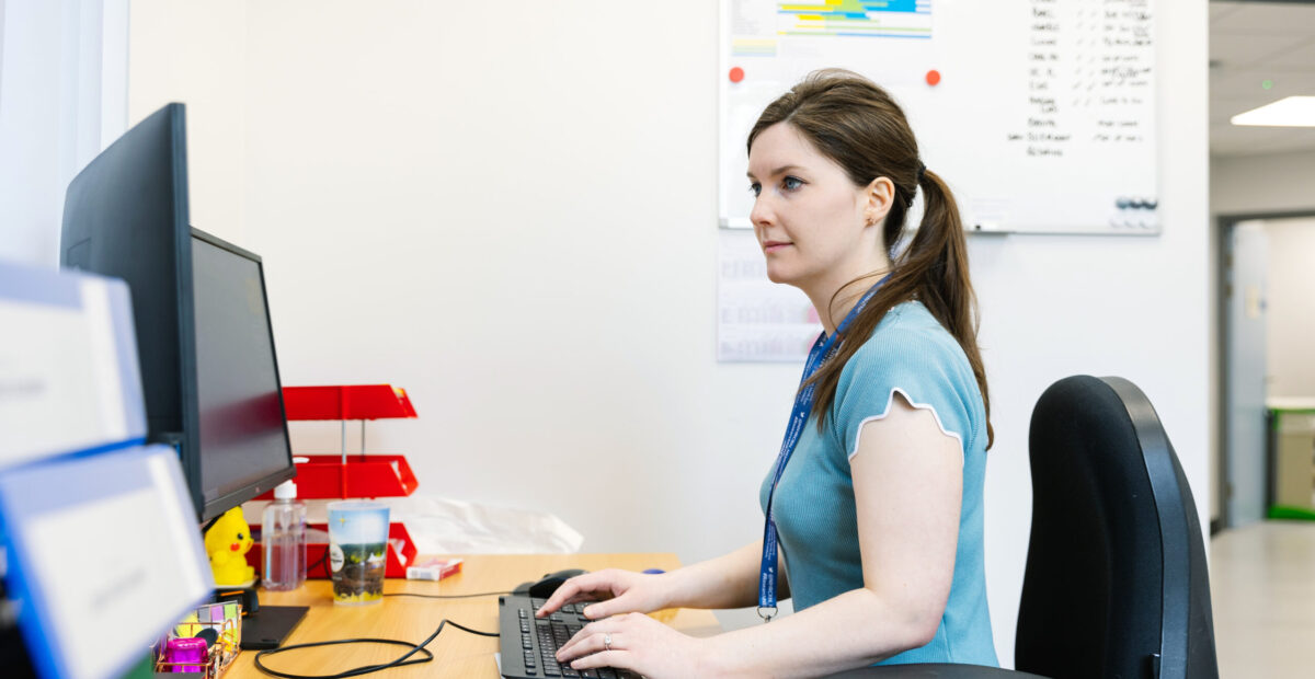 A woman working at a desk
